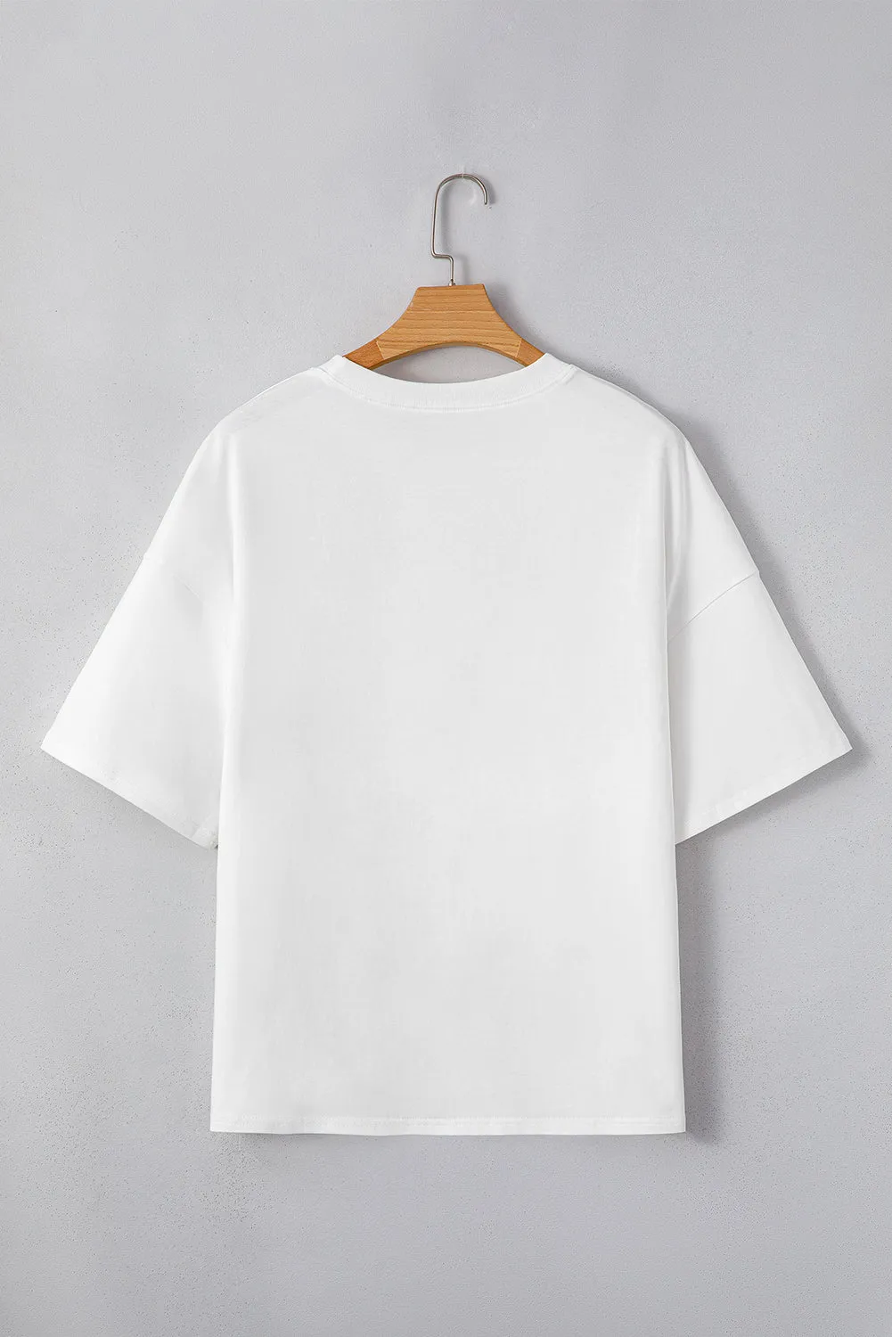 White Star Layered Patched Graphic Drop Shoulder Half Sleeve Loose Tee sold by Beagle Boutique product image thumbnail 5