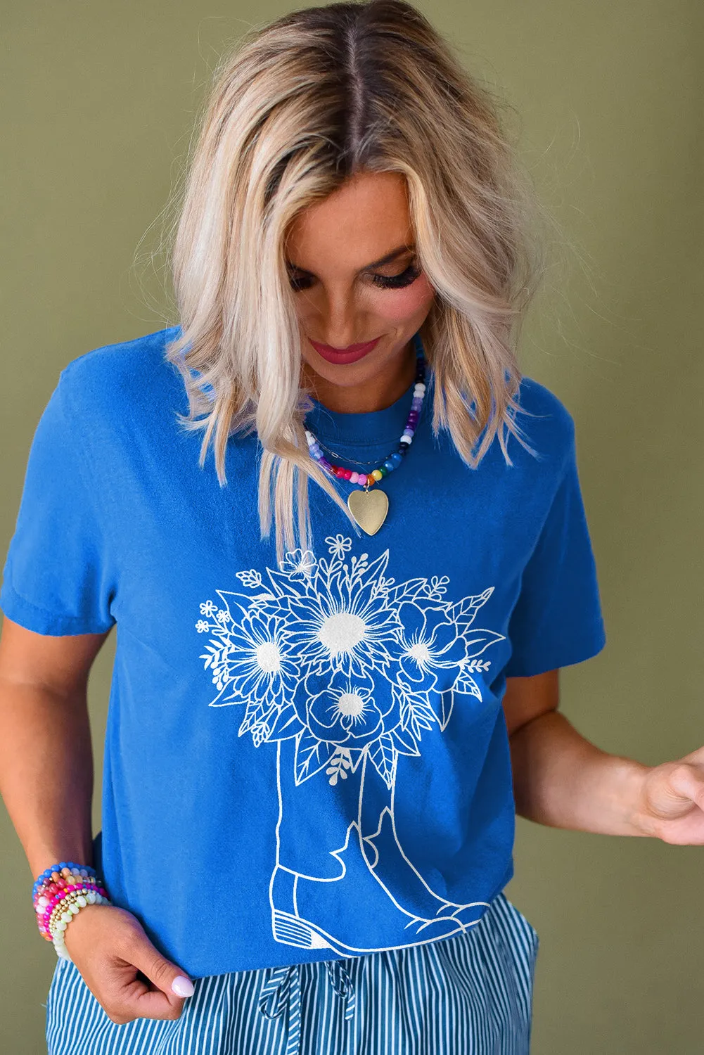Blue Sunflower Boots Graphic Western Fashion T Shirt sold by Beagle Boutique product image thumbnail 2