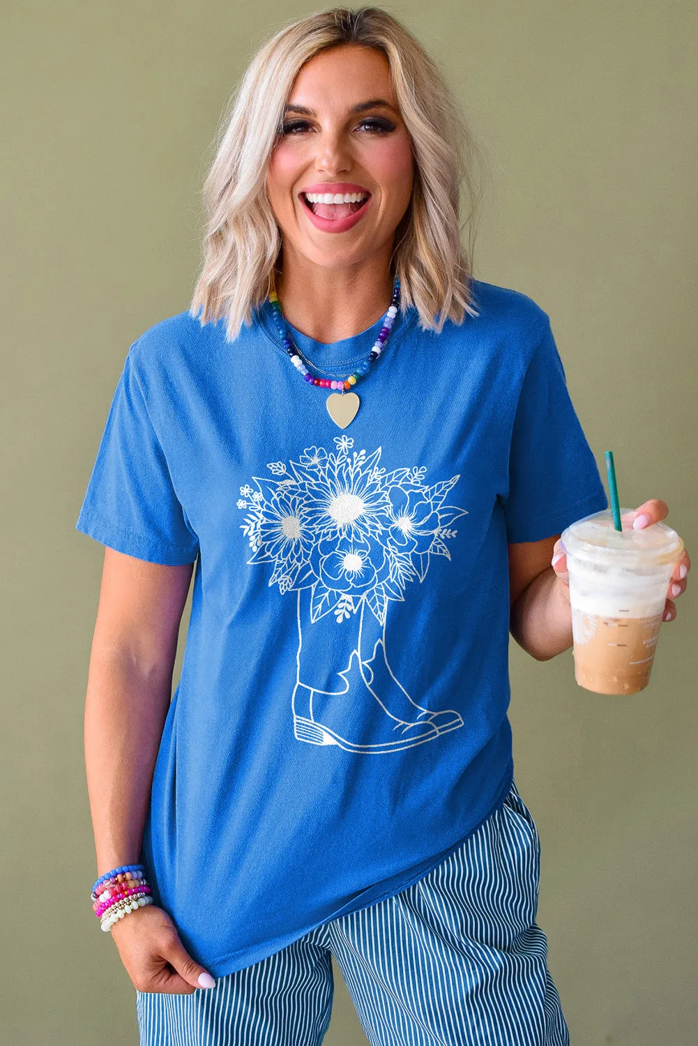 Blue Sunflower Boots Graphic Western Fashion T Shirt sold by Beagle Boutique product image thumbnail 3