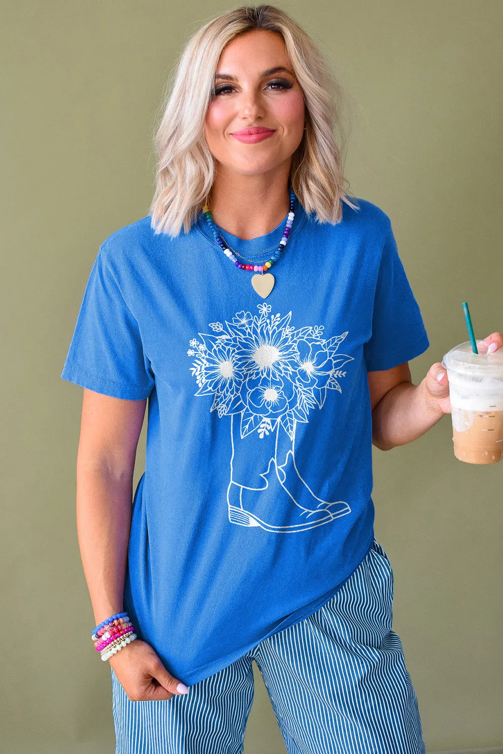 Blue Sunflower Boots Graphic Western Fashion T Shirt sold by Beagle Boutique product image thumbnail 4