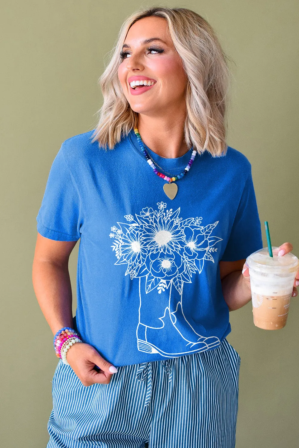 Blue Sunflower Boots Graphic Western Fashion T Shirt sold by Beagle Boutique product image thumbnail 5