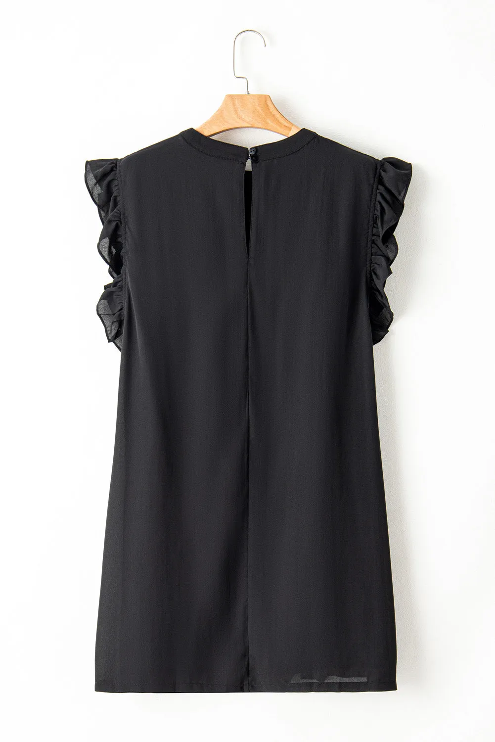 Black Keyhole Back Ruffled Plus Shift Dress sold by Beagle Boutique product image thumbnail 4