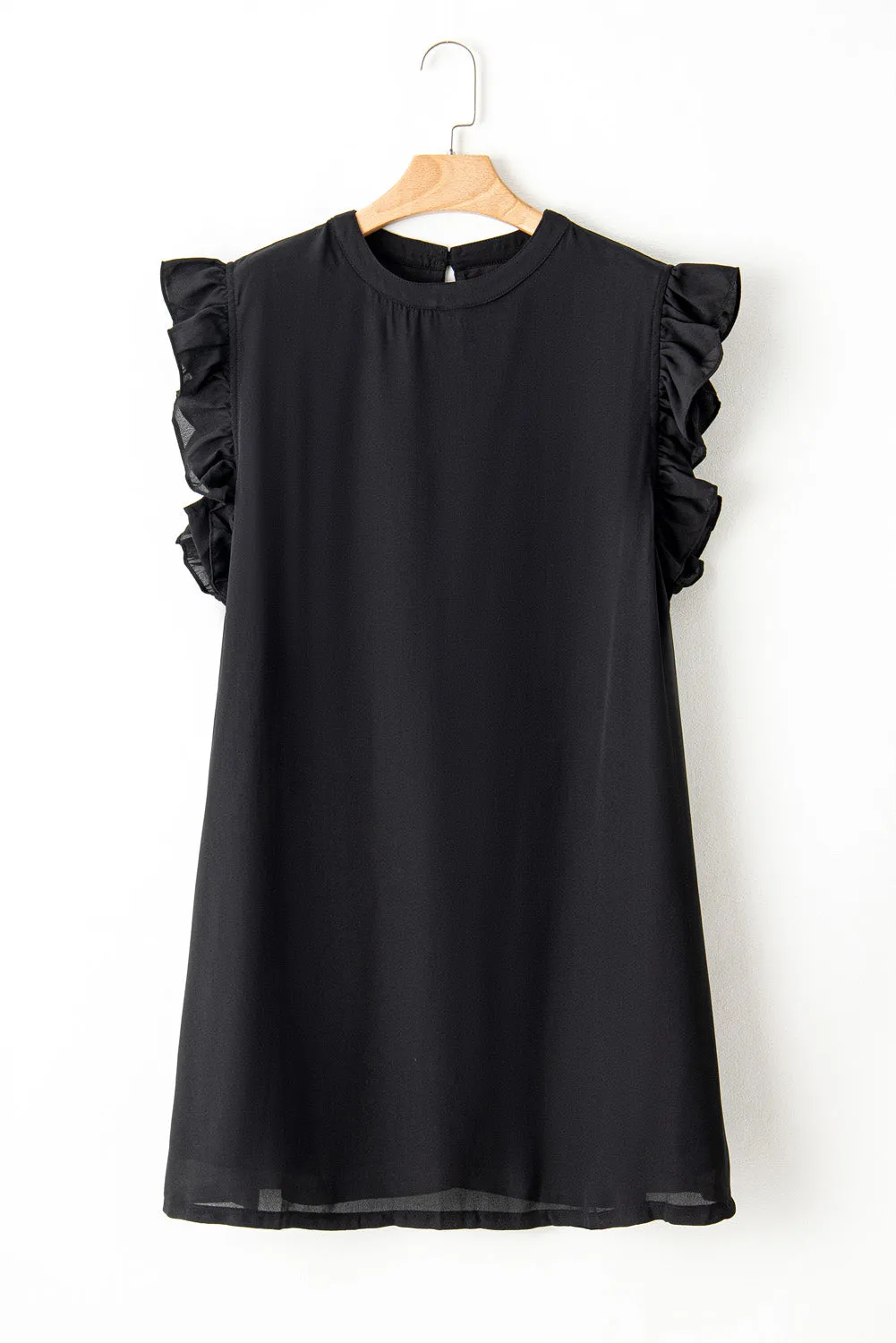 Black Keyhole Back Ruffled Plus Shift Dress sold by Beagle Boutique product image thumbnail 5