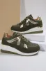 Dark Green Patchwork Lace Up Trainers sold by Beagle Boutique