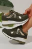 Dark Green Patchwork Lace Up Trainers sold by Beagle Boutique