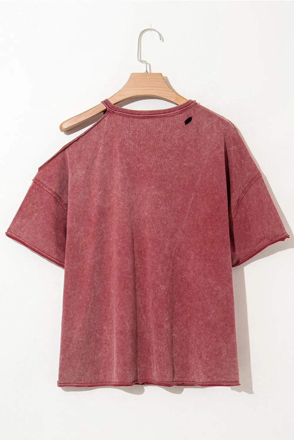 Distressed One Shoulder Half Sleeve Oversized Tunic T Shirt Ripped sold by Beagle Boutique product image thumbnail 4
