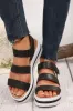 Black Hollow Out Buckle PU Leather Platform Sandals sold by Beagle Boutique