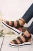Black Hollow Out Buckle PU Leather Platform Sandals sold by Beagle Boutique