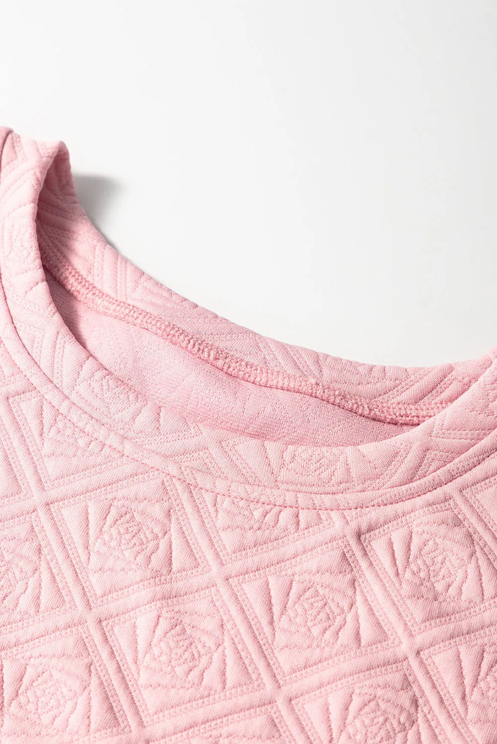 Light Pink Pearl Embellished Flower Textured T Shirt sold by Beagle Boutique product image thumbnail 5