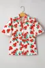 Red Floral Print Ruffled Puff Short Sleeve Shirt sold by Beagle Boutique