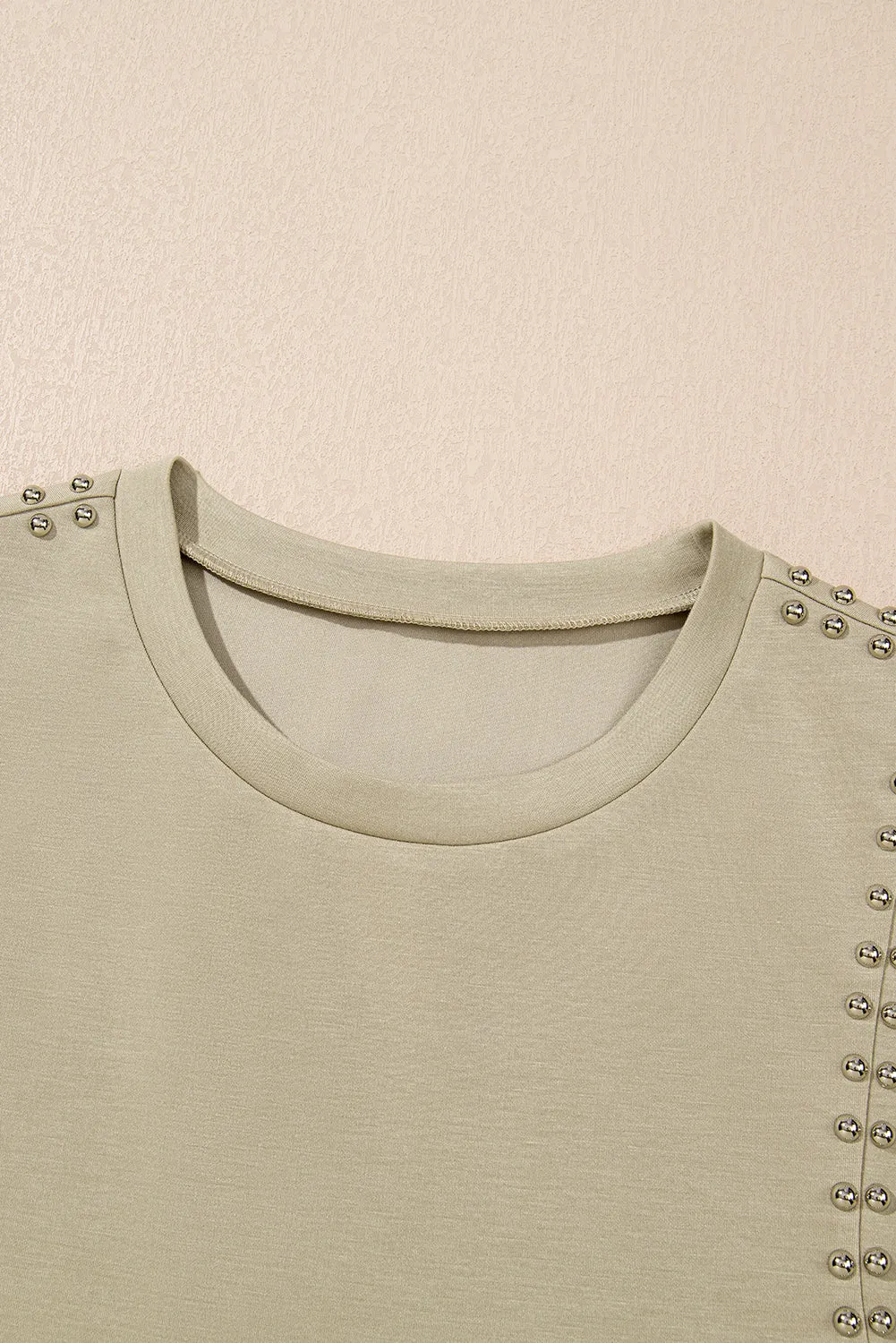 Studded Cap Sleeve Round Neck T Shirt sold by Beagle Boutique product image thumbnail 5