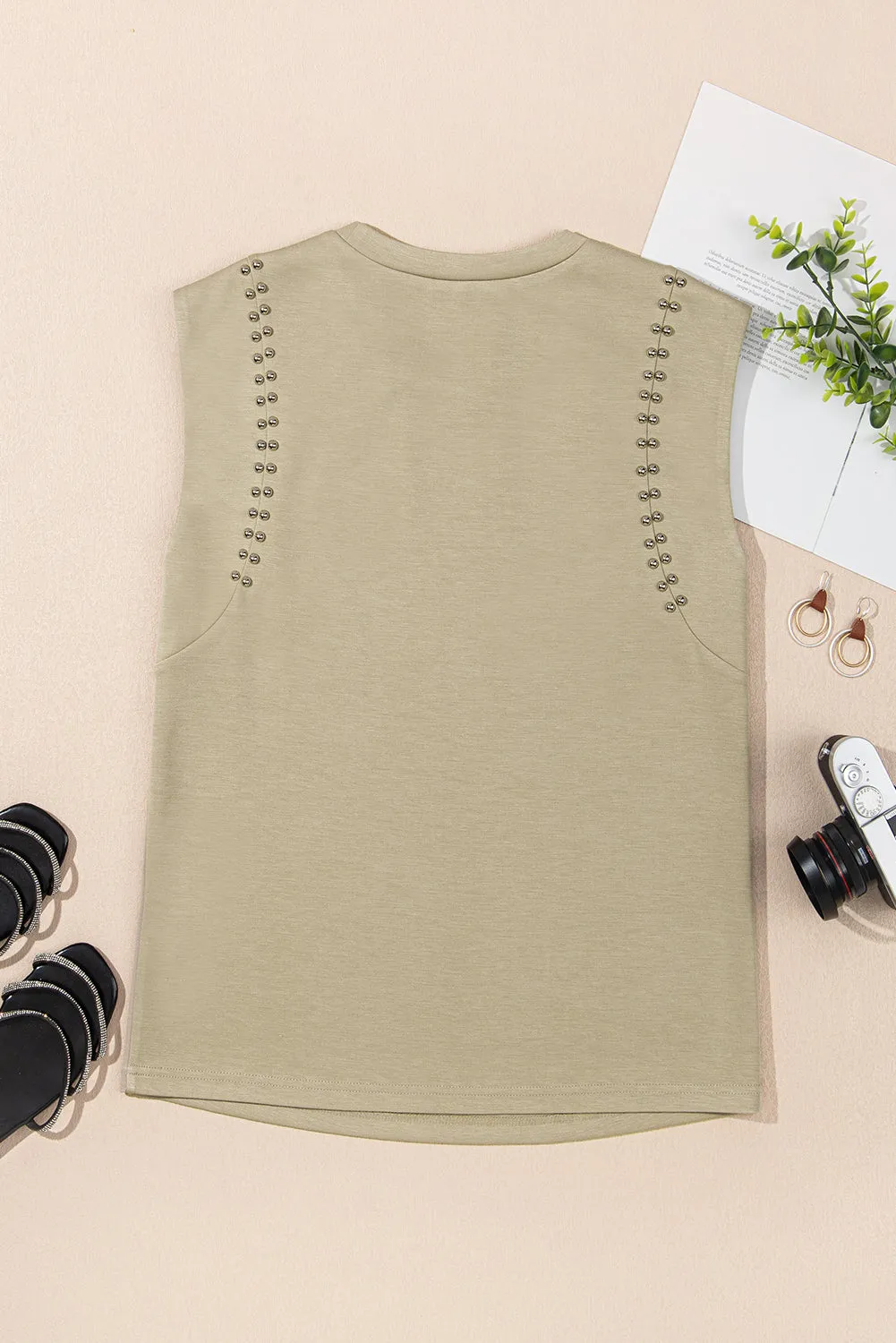 Studded Cap Sleeve Round Neck T Shirt sold by Beagle Boutique product image thumbnail 3