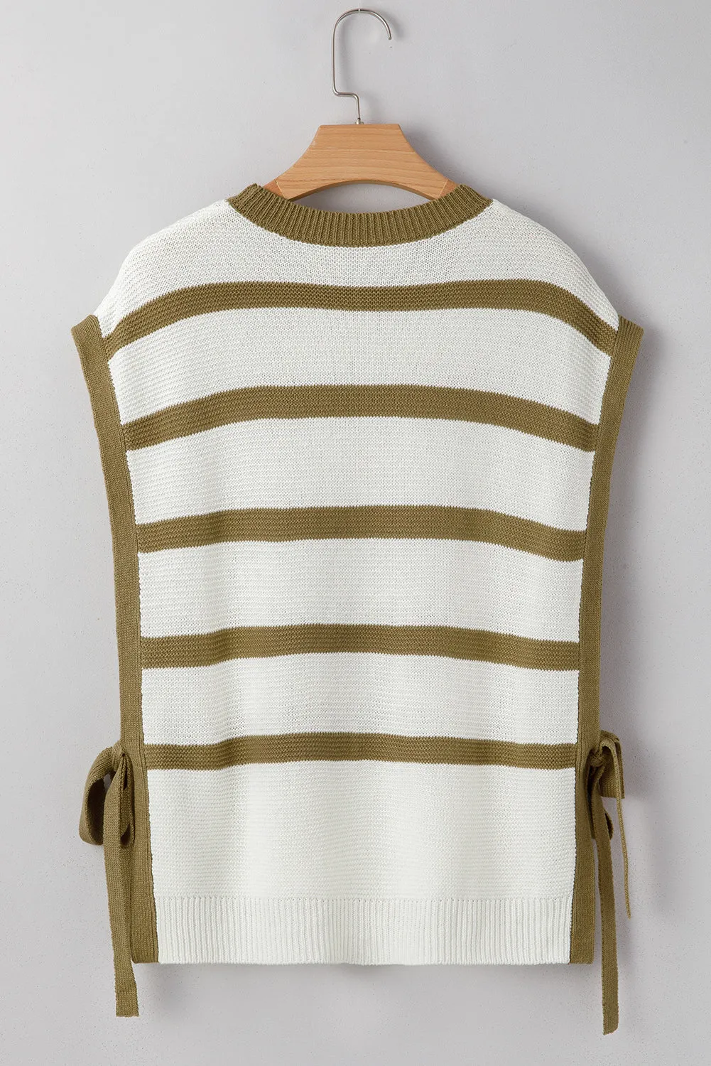 Khaki Stripe Tie Open Side Sweater Knit Top sold by Beagle Boutique product image thumbnail 5
