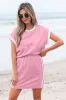 Pink Contrast Trim Textured Crewneck Tee and Pocketed Skirt Co-ord Set sold by Beagle Boutique