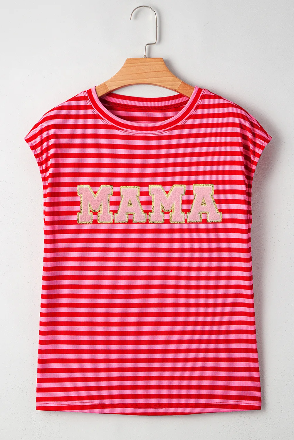 Red Stripe MAMA Graphic Cap Sleeve T Shirt sold by Beagle Boutique product image thumbnail 5