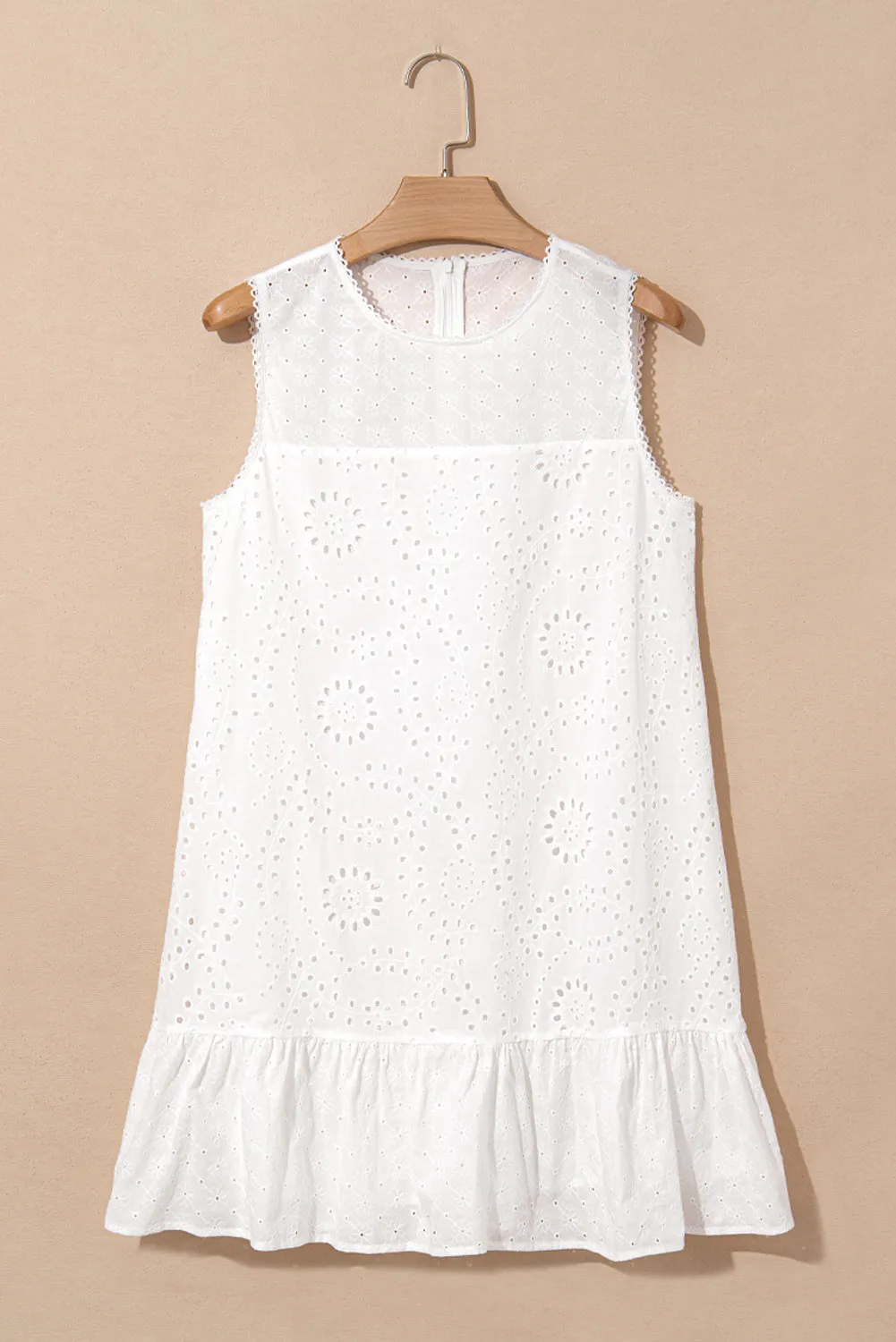 White Bordier Anglais Embroidered Sleeveless Shift Dress sold by Beagle Boutique product image thumbnail 4