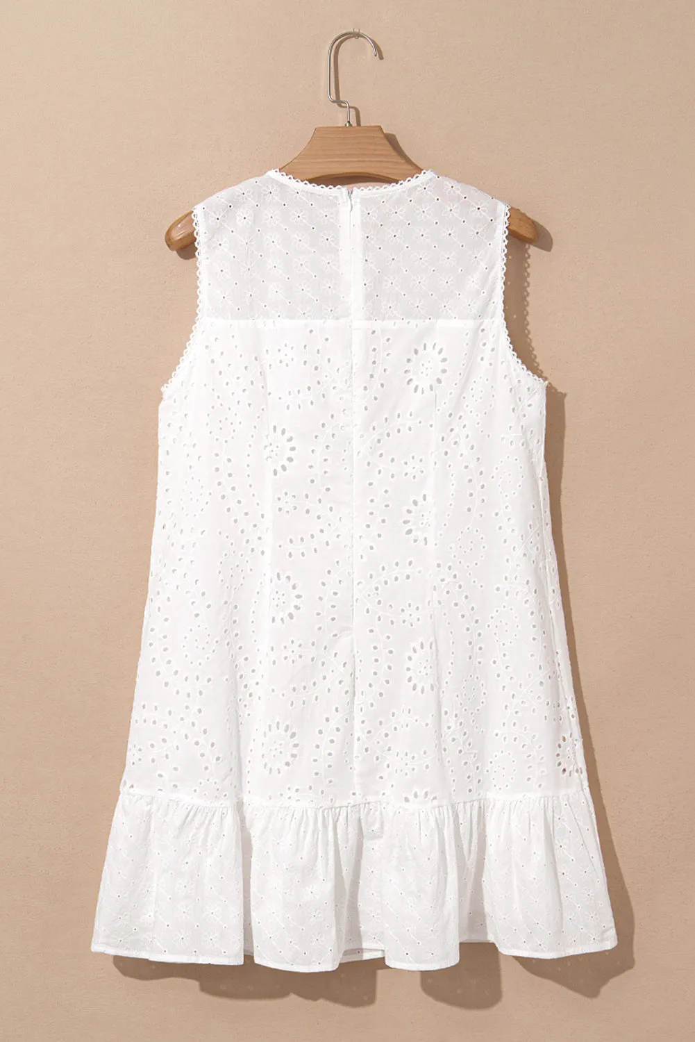 White Bordier Anglais Embroidered Sleeveless Shift Dress sold by Beagle Boutique product image thumbnail 5