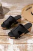 Black Cut Out Rivet Slip-on Wedge Sandals sold by Beagle Boutique