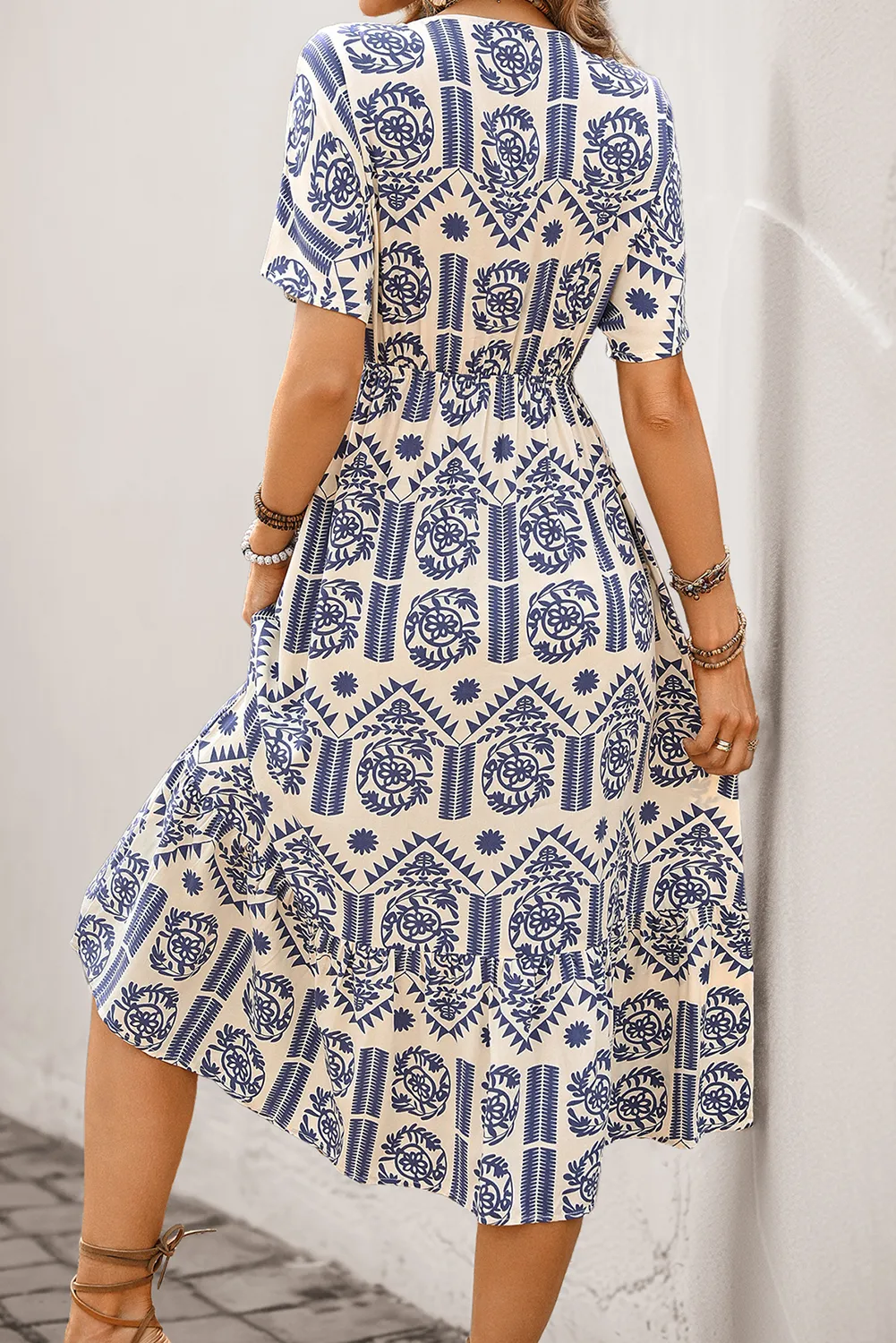 Ivy Abstract Print Bohemian V Neck Midi Dress sold by Beagle Boutique product image thumbnail 2