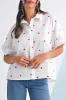 White Stars Half Puff Sleeve Loose Shirt sold by Beagle Boutique
