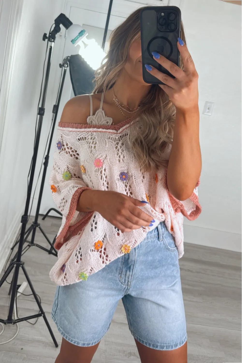 Embroidered Flowers Edge Hollowed Sweater sold by Beagle Boutique product image thumbnail 4