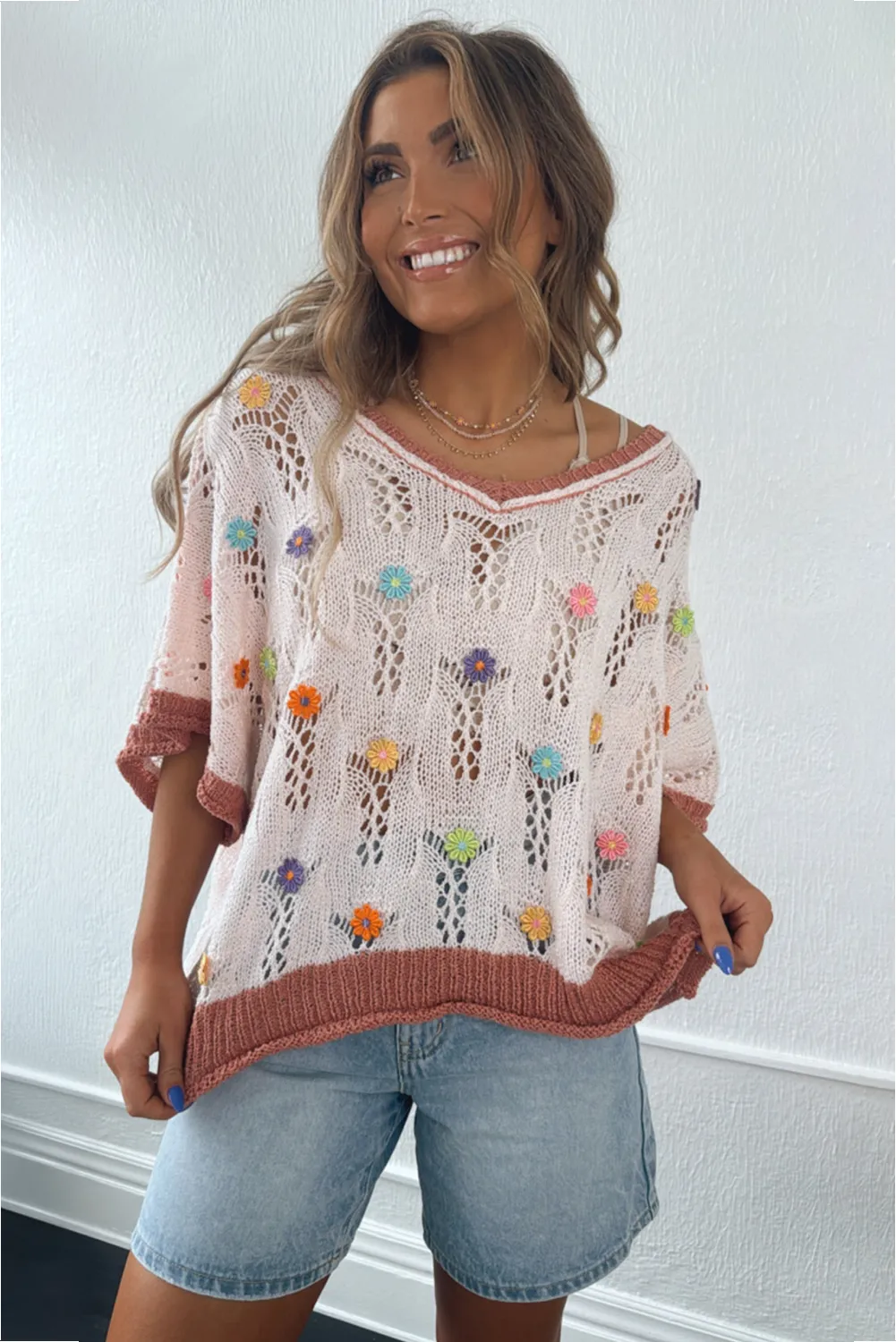 Embroidered Flowers Edge Hollowed Sweater sold by Beagle Boutique product image thumbnail 5
