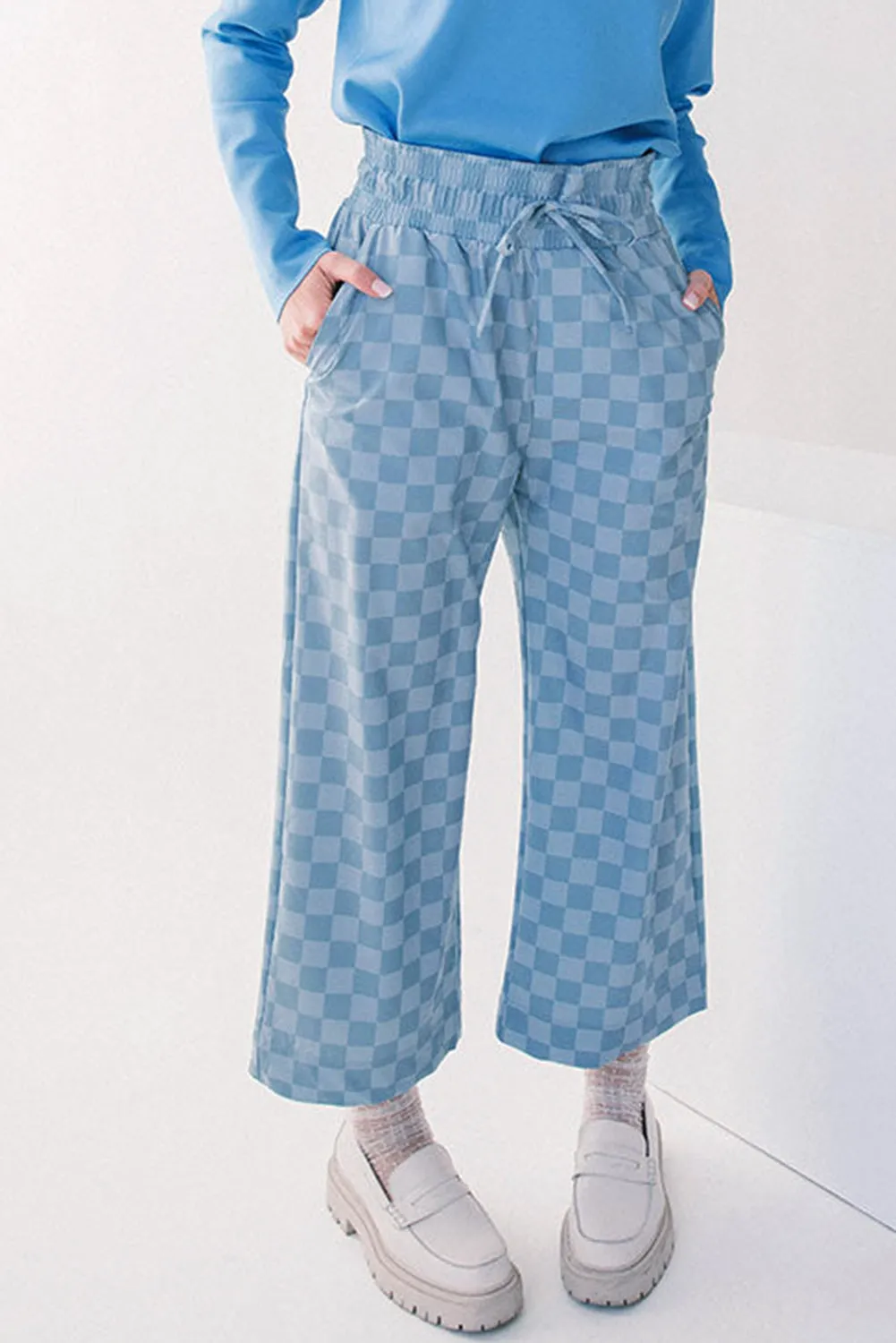 Checkered Elastic High Waist Loose Casual Trousers sold by Beagle Boutique product image thumbnail 3