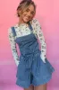 Buckle Straps Bib Style Drawstring Tied Backless Flared Denim Romper sold by Beagle Boutique