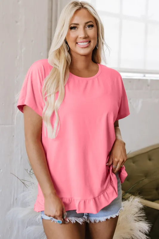 Frilled Hem Loose T-Shirt made by Beagle Boutique