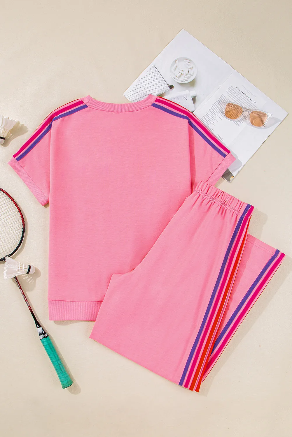 Contrast Crewneck T Shirt and Wide Leg High Waist Trousers Co-ord sold by Beagle Boutique product image thumbnail 5