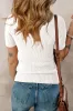 White V Neck Ribbed Knit Lightweight Short Sleeve Sweater sold by Beagle Boutique