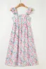 Pink Floral Print Square Neck Backless Long Dress with Slit sold by Beagle Boutique