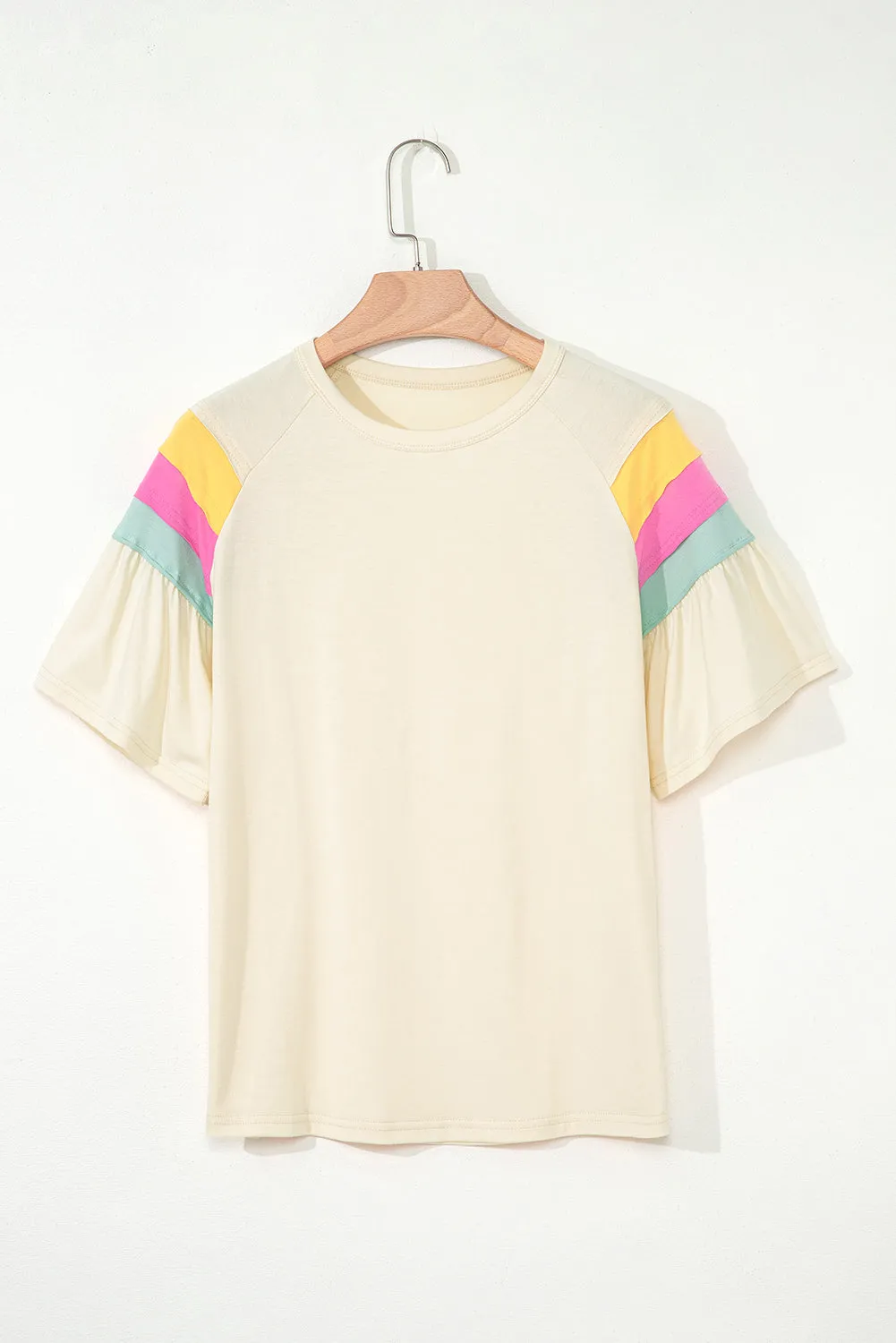 White Colour Block Stitched Sleeve Loose T Shirt sold by Beagle Boutique product image thumbnail 4