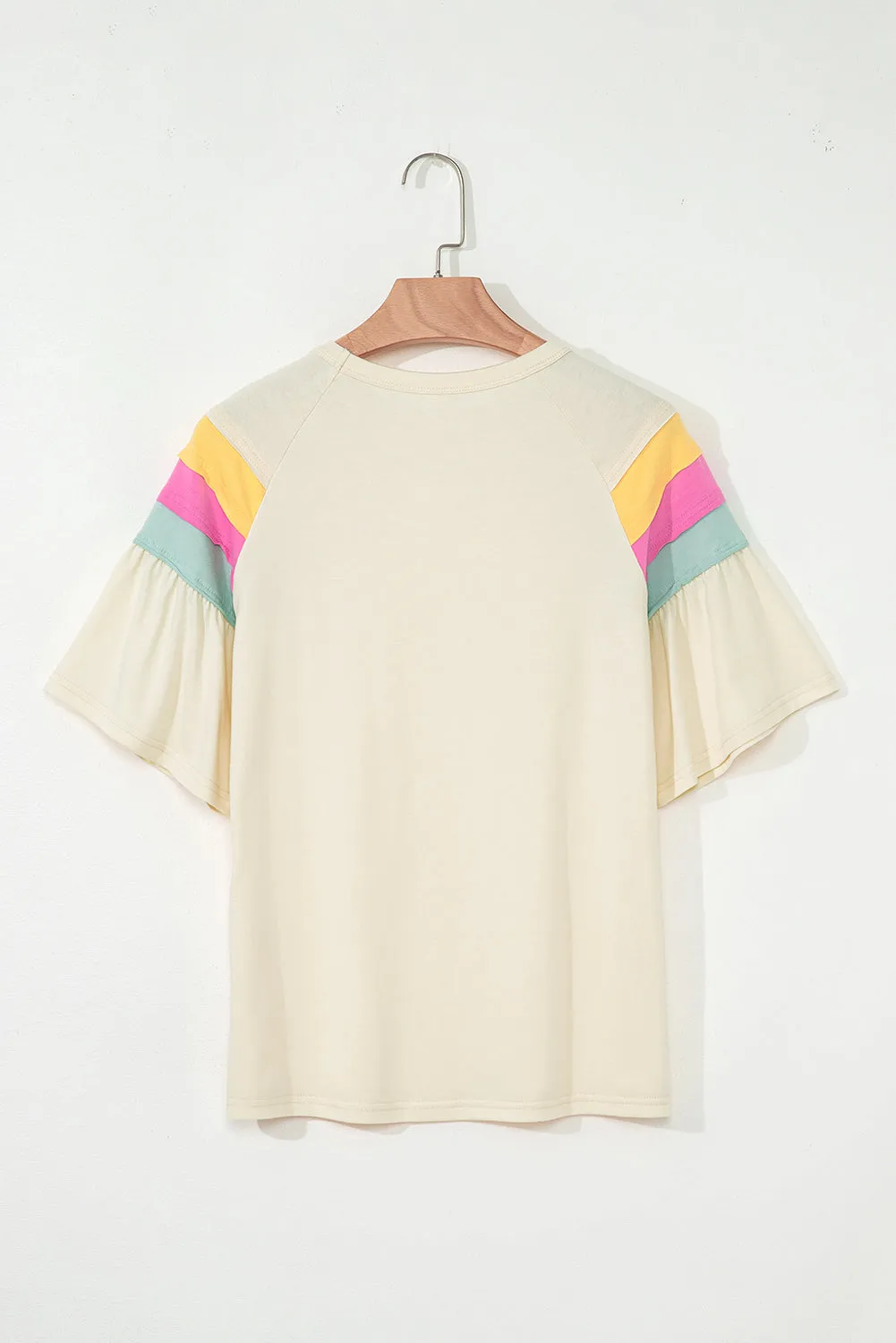 White Colour Block Stitched Sleeve Loose T Shirt sold by Beagle Boutique product image thumbnail 5