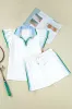 White Colourblock Edge Cap Sleeve Collared Top 2 Piece Skirt Set sold by Beagle Boutique