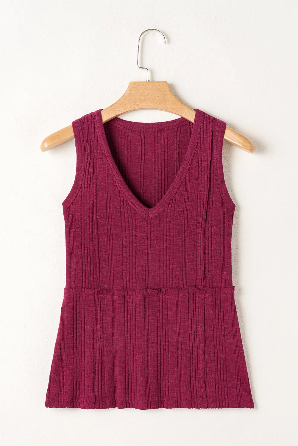 Red Dahlia Ribbed Textured Exposed Stitching Knit Tank Top sold by Beagle Boutique product image thumbnail 5