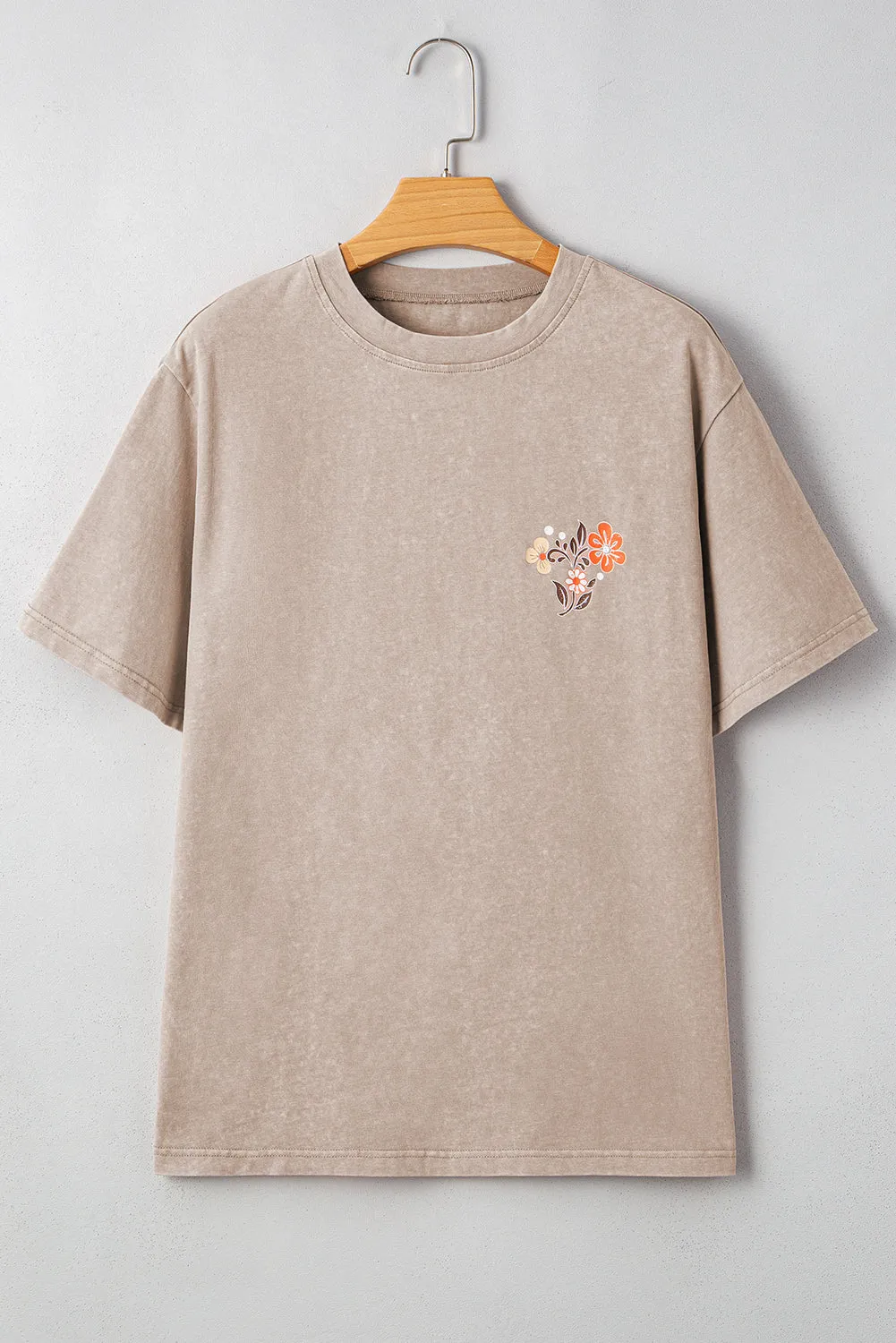 Smoke Grey Mineral Wash Floral Steer Head Printed Back Western Fashion Tee sold by Beagle Boutique product image thumbnail 5