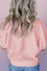 Contrast Striped Collar Patchwork Textured Half Sleeve Blouse sold by Beagle Boutique