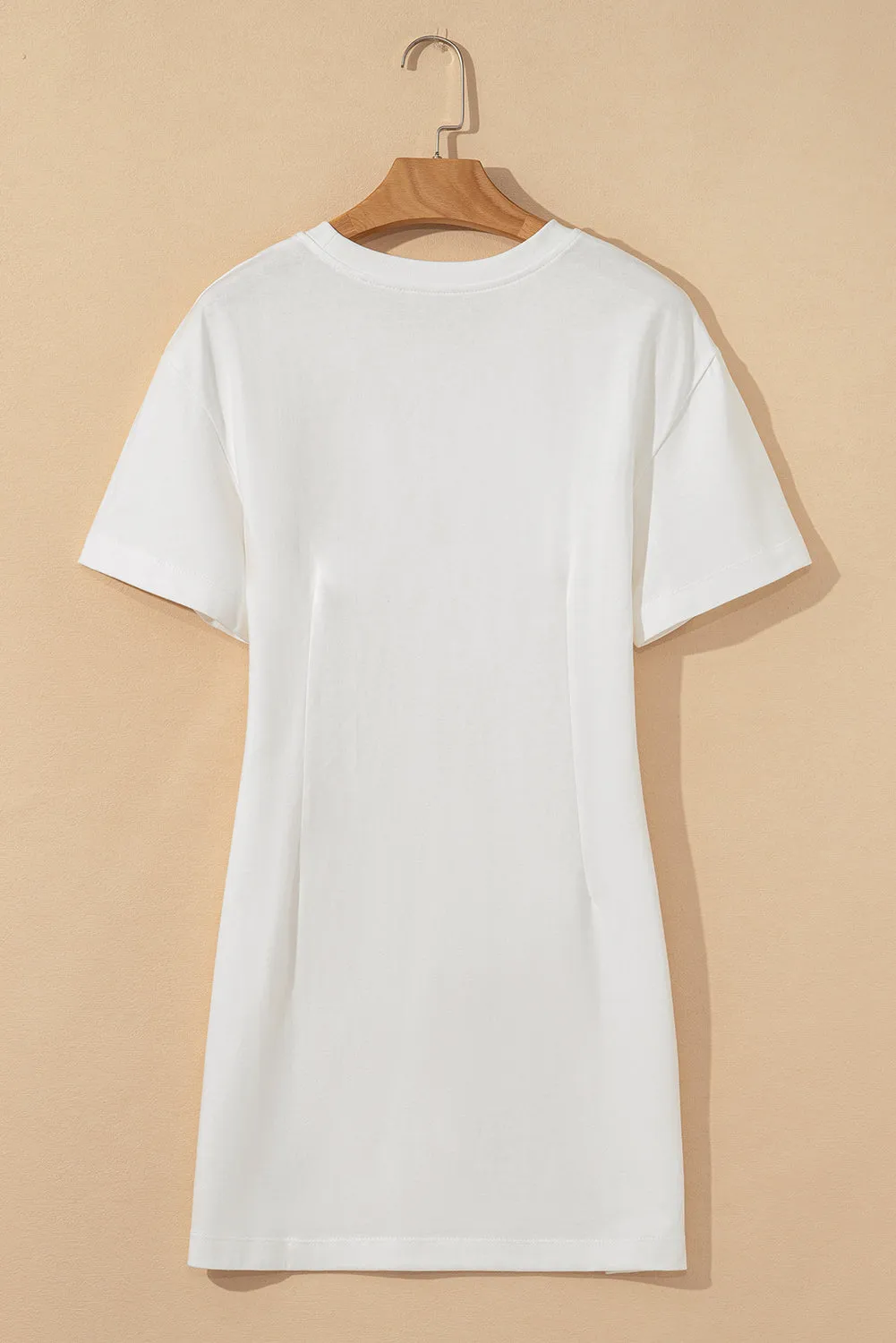 White Drop Shoulder Crew Neck Shift T Shirt Dress sold by Beagle Boutique product image thumbnail 5