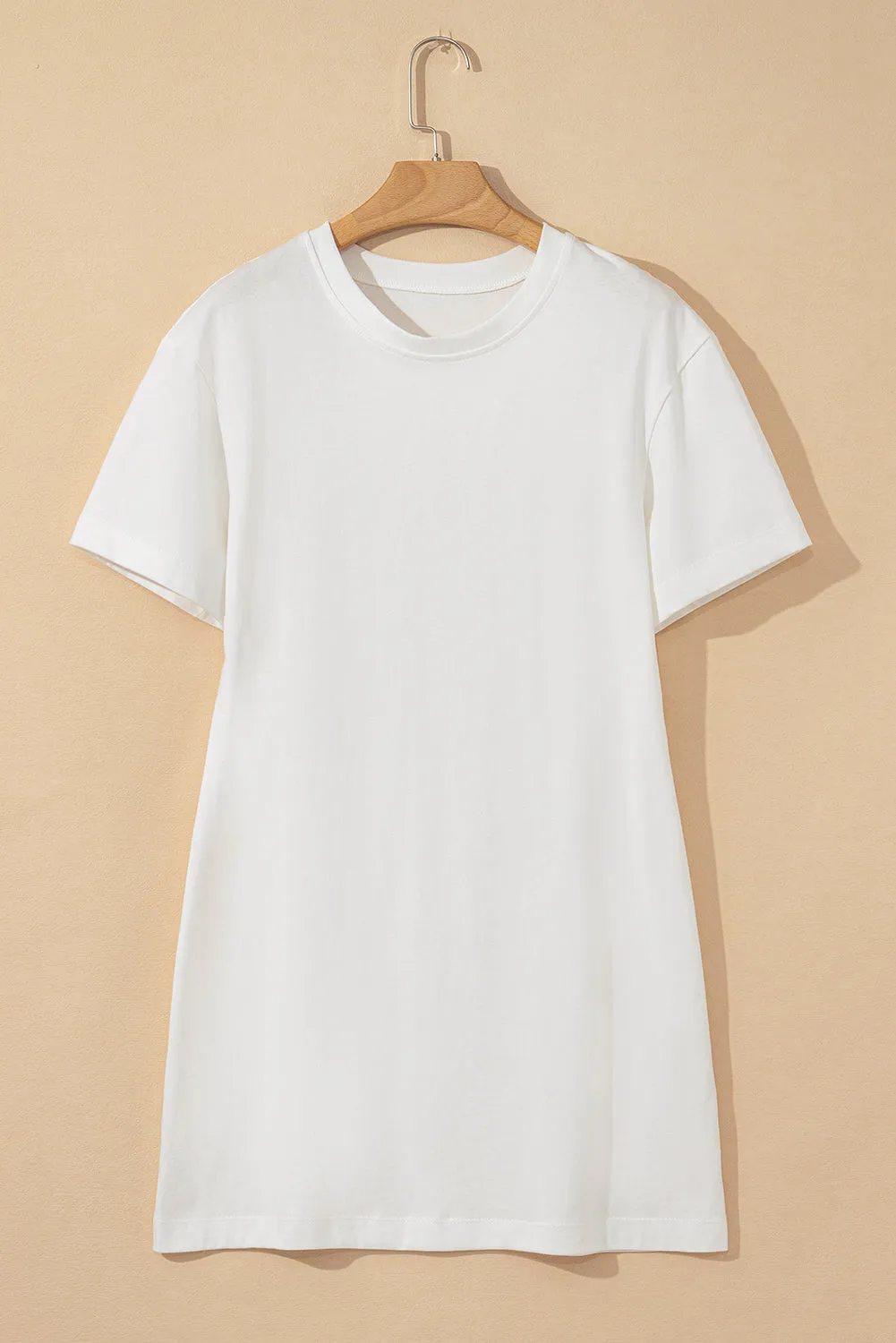 White Drop Shoulder Crew Neck Shift T Shirt Dress sold by Beagle Boutique product image thumbnail 4