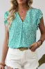 V-Neck Leopard Ruffle Short Sleeve Blouse sold by Beagle Boutique