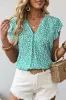 V-Neck Leopard Ruffle Short Sleeve Blouse sold by Beagle Boutique