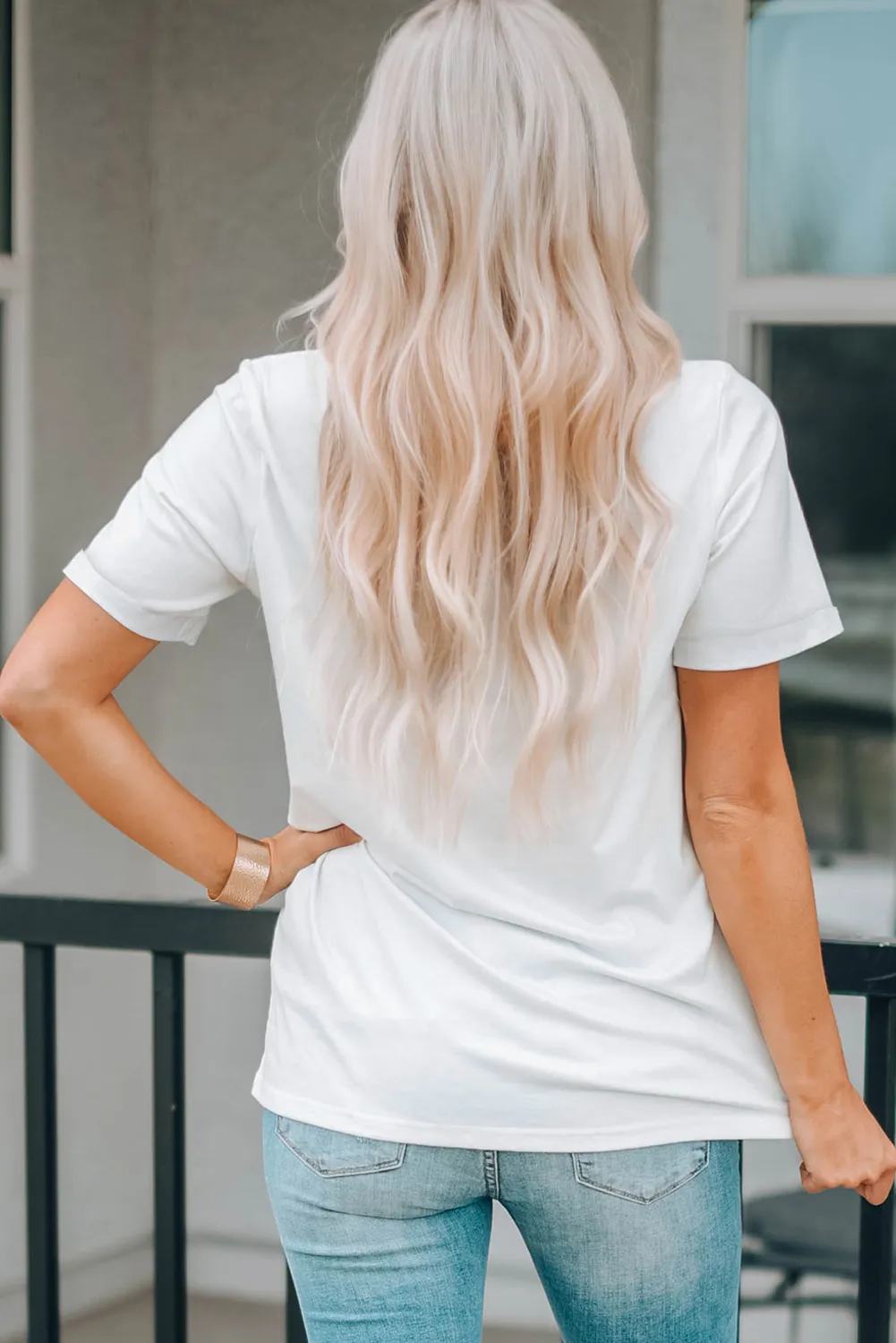 White STARS AND STRIPES Crew Neck Graphic Tee sold by Beagle Boutique product image thumbnail 4