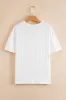 White Textured Hollow Grommet Placket Split Neck Short Sleeve Top sold by Beagle Boutique