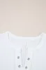 White Textured Hollow Grommet Placket Split Neck Short Sleeve Top sold by Beagle Boutique