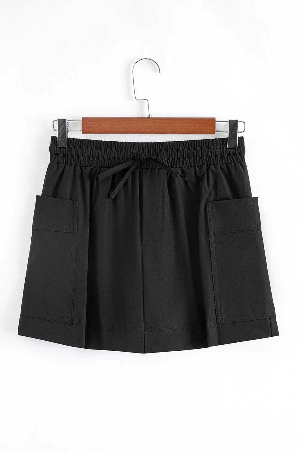 Black Cargo Pocket Elastic Waist Active Casual Skort sold by Beagle Boutique product image thumbnail 3