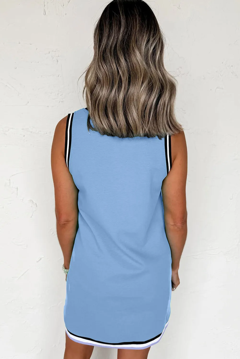 Contrast Trim V-Neck Shift Sleeveless Mini Dress sold by Beagle Boutique product image thumbnail 2
