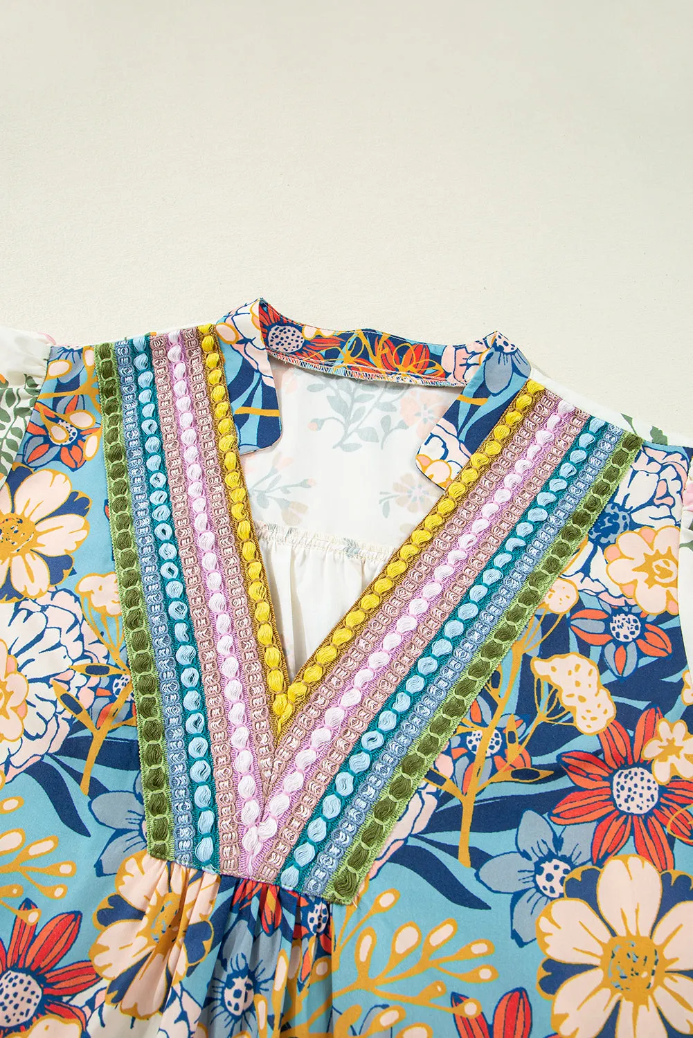 Multicolour Plus Size Floral Print Woven V Neck Half Sleeve Blouse sold by Beagle Boutique product image thumbnail 5