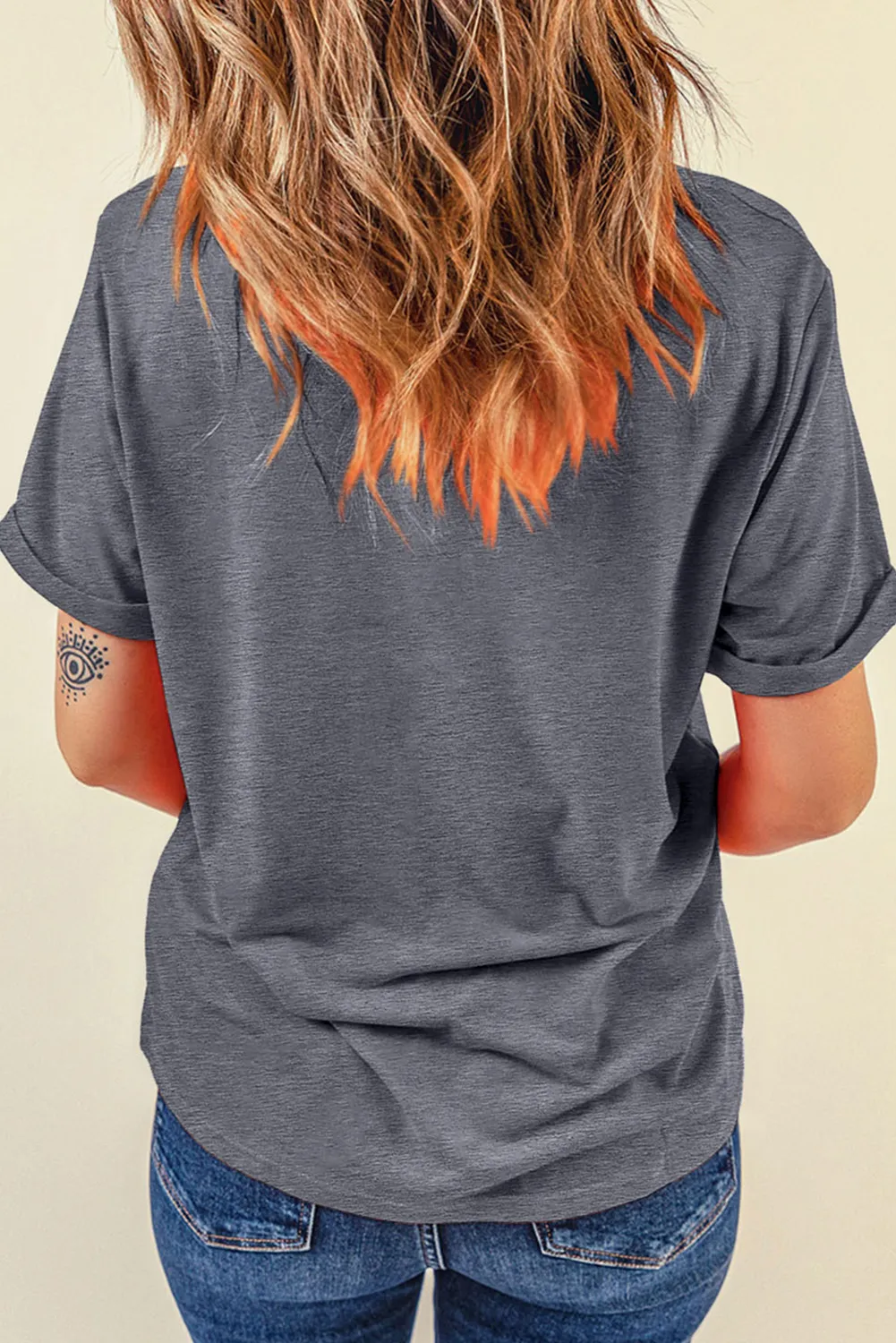 Grey Flag Pattern Sunflower Graphic Crew Neck Tee sold by Beagle Boutique product image thumbnail 5