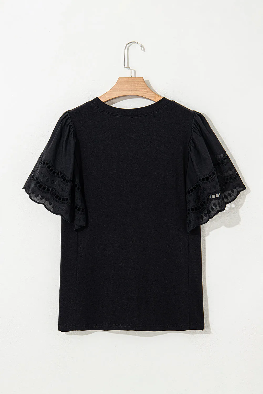 Black Hollow Out Embroidered Short Sleeve Top sold by Beagle Boutique product image thumbnail 5
